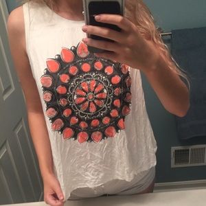 pacsun graphic tank with slit open back